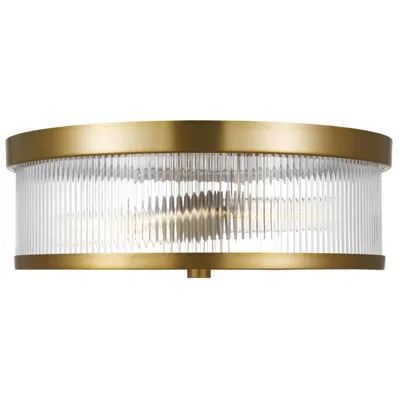 Feiss Geneva 14" Wide Burnished Brass Drum Ceiling Light