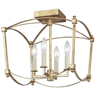 Feiss Thayer 14 1/2" Wide Antique Gild 4-light Ceiling Light