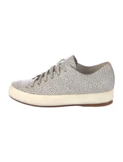 Pre-owned Feit Leather Animal Print Sneakers In Gray