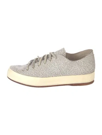 Pre-owned Feit Leather Animal Print Sneakers In Grey