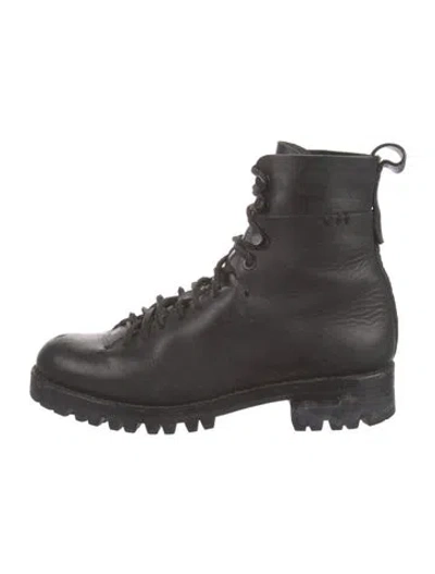 Pre-owned Feit Leather Combat Boots In Black