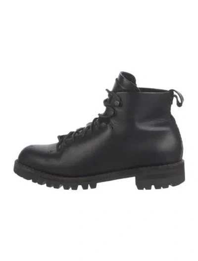 Pre-owned Feit Leather Combat Boots In Black