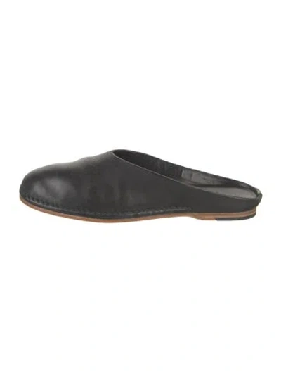 Pre-owned Feit Leather Mules In Black