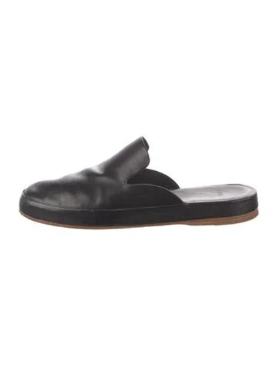 Pre-owned Feit Leather Mules In Black