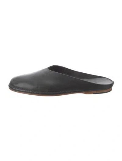 Pre-owned Feit Leather Mules In Black