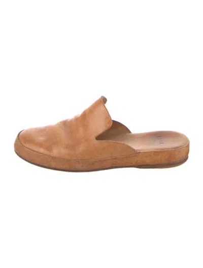 Pre-owned Feit Leather Mules In Brown
