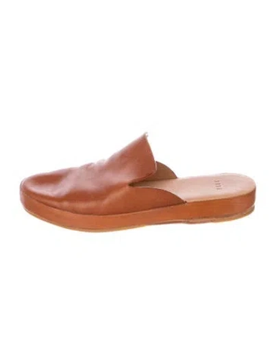 Pre-owned Feit Leather Mules In Brown
