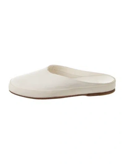 Pre-owned Feit Leather Mules In Neutrals