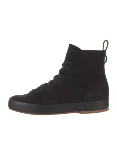 Pre-owned Feit Suede Lace-up Boots In Black