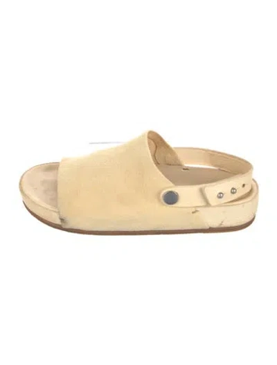 Pre-owned Feit Suede Slingback Sandals In Neutral
