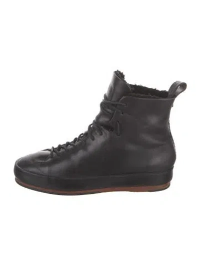 Pre-owned Feit Vintage Leather Lace-up Boots In Black