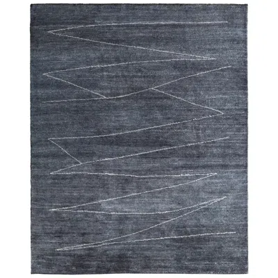 Feizy Agape Abstract Hand Knotted Gray Area Rug 7'-9" X 9'-9" In Blue