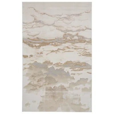Feizy Aura 3727f 6'7"x9'6" Cloudy Beige And Rich Gold Area Rug In Brown