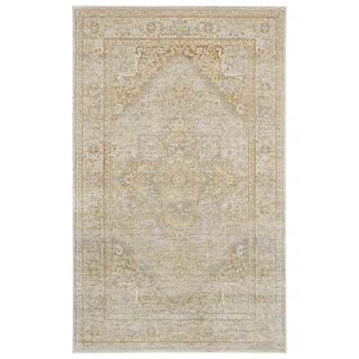 Feizy Aura 3734f 6'7"x9'6" Beige And Gold Rectangular Area Rug In Brown