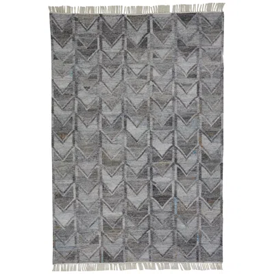 Feizy Beckett Herringbone Flatweave Gray Area Rug 0813f 5' X 8'