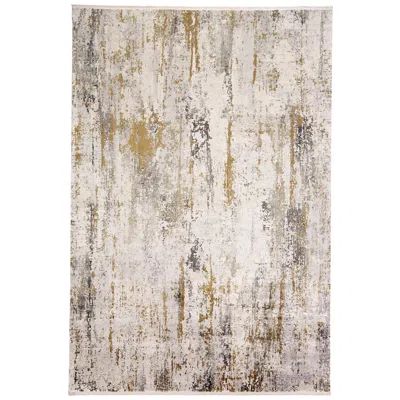 Feizy Cadiz 8663887 4'10"x7'10" Ivory And Gray Watercolor Area In Multi