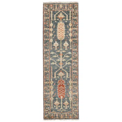 Feizy Carrington Oriental Hand Knotted Blue Area Rug 2'-6" X 8'
