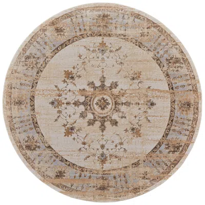 Feizy Celene Bordered Indoor Tan Area Rug 39kwf 7'-9" X 7'-9" Round