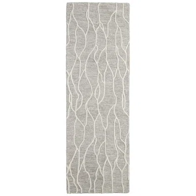 Feizy Enzo Abstract Hand Tufted Taupe Area Rug 2'-6" X 8' In Gray