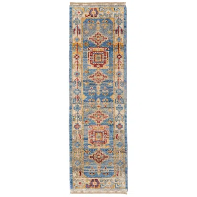 Feizy Fillmore Geometric Hand Knotted Blue Area Rug 2'-6" X 8'