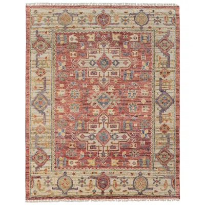 Feizy Fillmore Medallion Hand Knotted Red Area Rug 5' X 8'