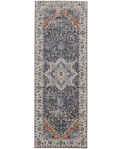 Feizy Kaia 39htf 2'6"x12' Runner Area Rug In Ivory,blue