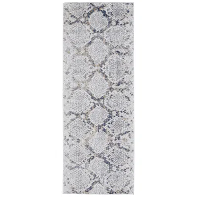 Feizy Laina Trellis & Lattice Indoor Silver Area Rug 39gif 3' X 10'