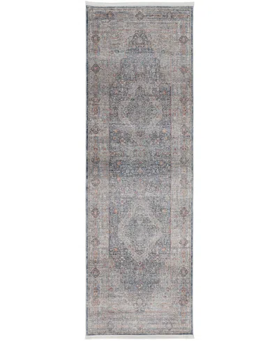Feizy Marquette 3778f 2'8"x8' Runner Area Rug In Gray,blue