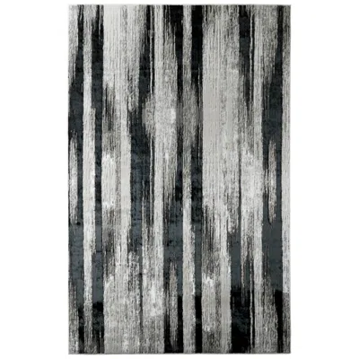 Feizy Micah 3338f 6'7"x9'6" Black/silver Rectangular Area Rug In Gray