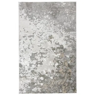 Feizy Micah 6943336 5'x8' Silver And Ivory Metallic Fluid Area Rug In Gray