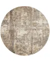Feizy Parker 3701f 7'9"x7'9" Round Area Rug In Tan,ivory