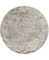 Feizy Parker 3702f 7'9"x7'9" Round Area Rug In Ivory,tan
