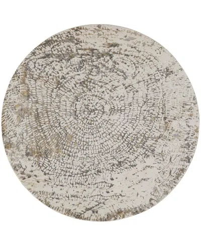Feizy Parker 3702f 7'9"x7'9" Round Area Rug In Ivory,tan