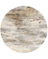 Feizy Parker 3704f 7'9"x7'9" Round Area Rug In Ivory,tan