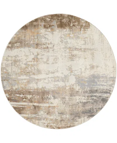Feizy Parker 3709f 7'9"x7'9" Round Area Rug In Tan,ivory