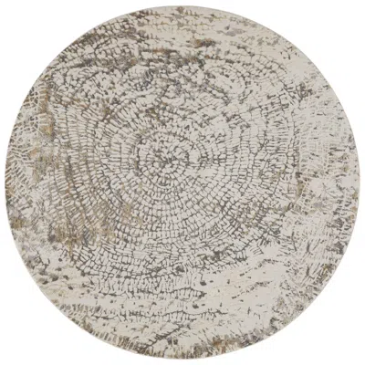 Feizy Parker Abstract Indoor Ivory Area Rug 3702f 7'-9" X 7'-9" Round In Neutral