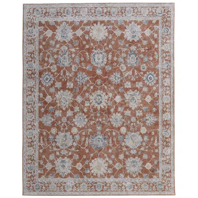 Feizy Pasha Floral & Botanical Indoor Red Area Rug 39m7f 6'-7" X 9'-6" In Brown
