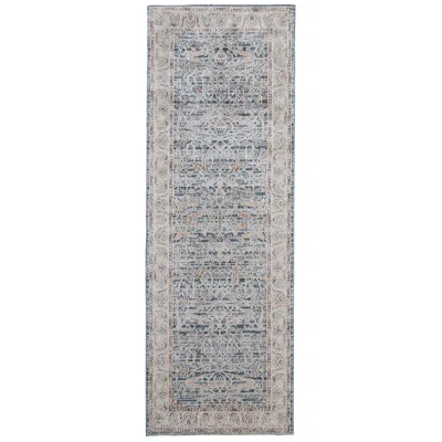 Feizy Pasha Ikat Indoor Blue Area Rug 39m4f 2'-6" X 7'-3" In Gray