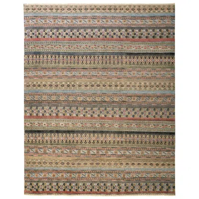 Feizy Payton Stripes Hand Knotted Tan Area Rug 6498f 5'-6" X 8'-6" In Brown