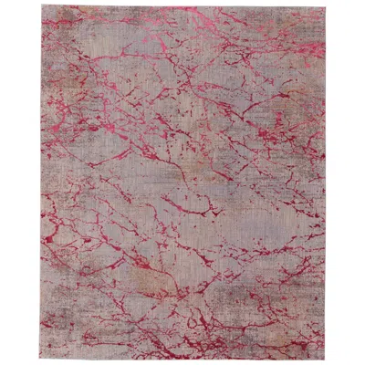 Feizy Pryor Abstract Indoor Pink Area Rug 39nef 6'-7" X 9'-6" In White