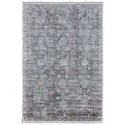 Feizy Sarrant Damask Indoor Gray Area Rug 3965f 2' X 3' In Blue