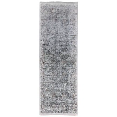 Feizy Sarrant Damask Indoor Gray Area Rug 3965f 2'-8" X 10' In Blue