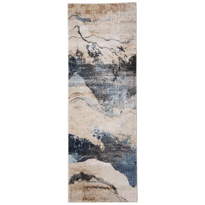 Feizy Sonora Abstract Indoor Tan Area Rug 39nwf 2'-6" X 7'-3" In Blue