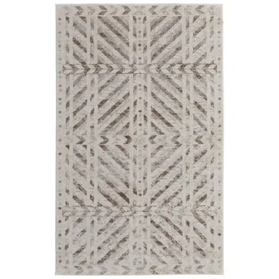 Feizy Vancouver Geometric Indoor Ivory Area Rug 39nqf 6'-7" X 9'-6" In Gray