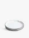Feldspar Cobalt Dimple-texture Bone-chine Cake Plates Set Of Four In Cobalt