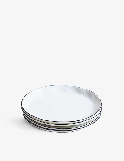 Feldspar Cobalt Dimple-texture Bone-chine Cake Plates Set Of Four