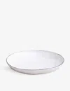 Feldspar Cobalt Dimpled-texture Shallow Bone-china Serving Bowl 34cm In Cobalt
