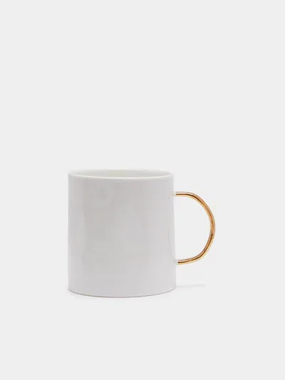 Feldspar Hand-painted 24ct Gold And Bone China Coffee Cups (set Of 4)  Abask Gift Set In White