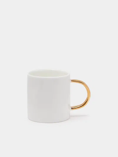 Feldspar Hand-painted 24ct Gold And Bone China Espresso Mugs (set Of 4)  Abask Gift Set In White