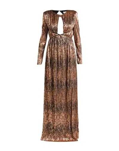 Feleppa Woman Maxi Dress Copper Size 10 Pes, Metallic Fiber In Brown